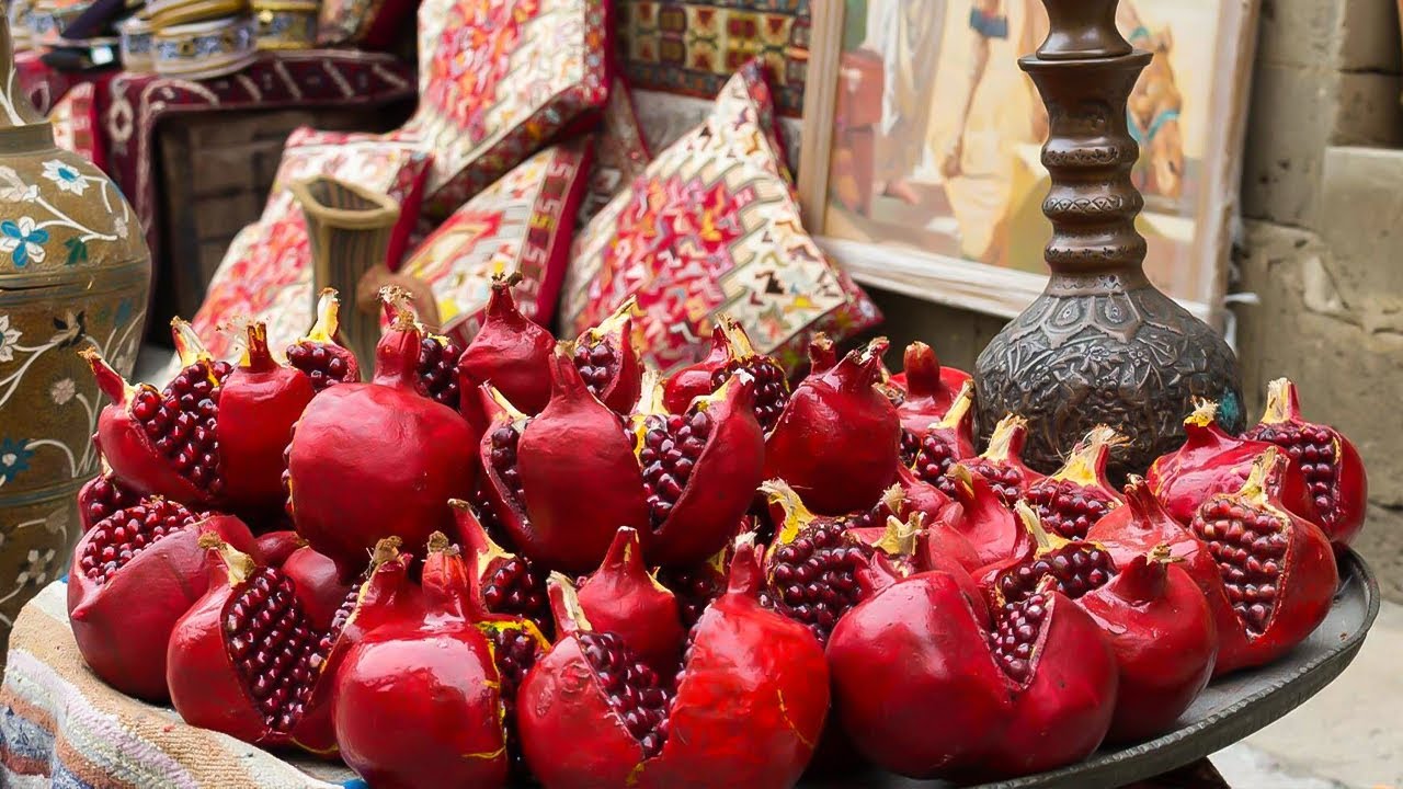 Pomegranate Festival celebration in Goychay Azerbaijan with fresh pomegranates and local traditions