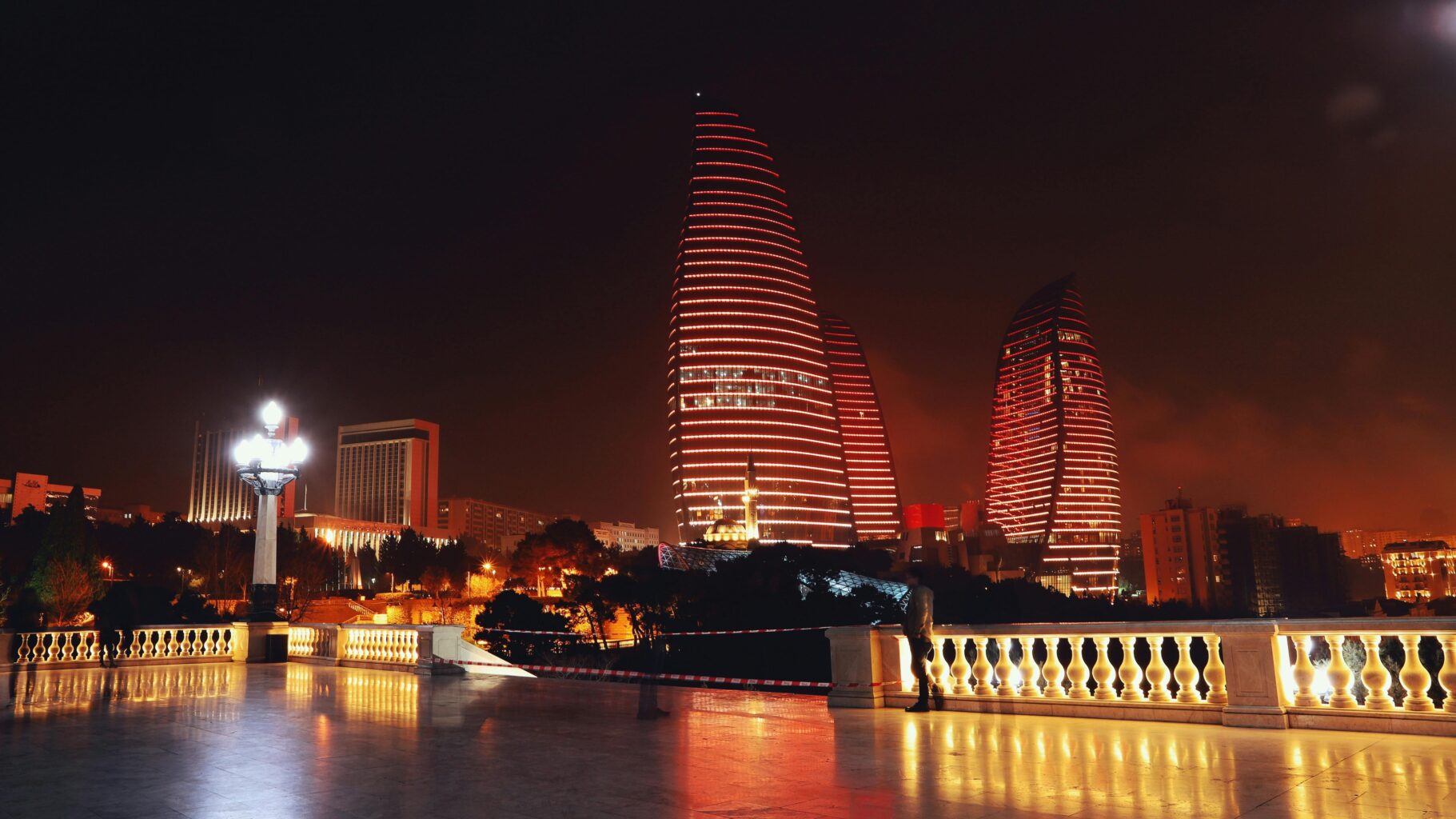 Evening view of Baku