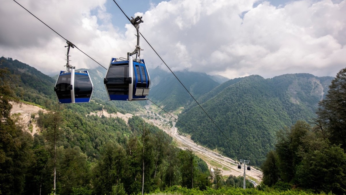 Mountain landscape view of Gabala resort with Nohur Lake