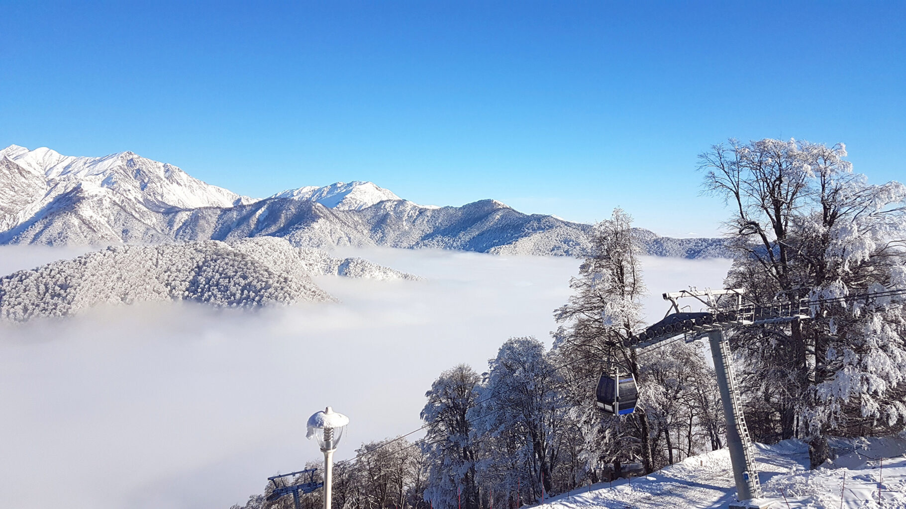 Tufandag mountains winter scenery with cable car views